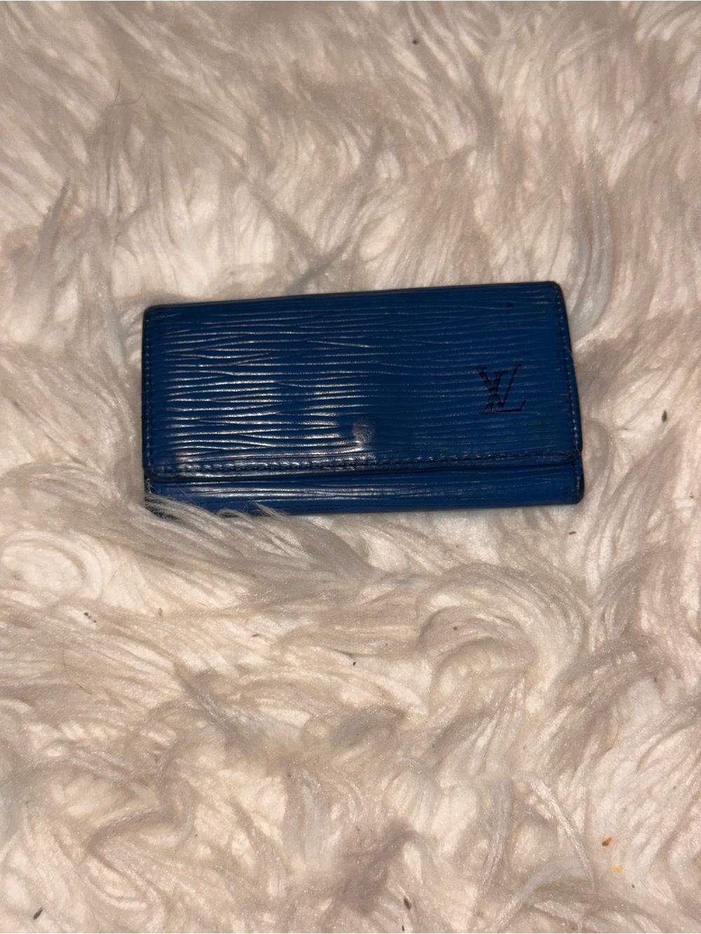 Vintage Louis Vuitton Toledo Blue Epi Leather Four Key Holder Case